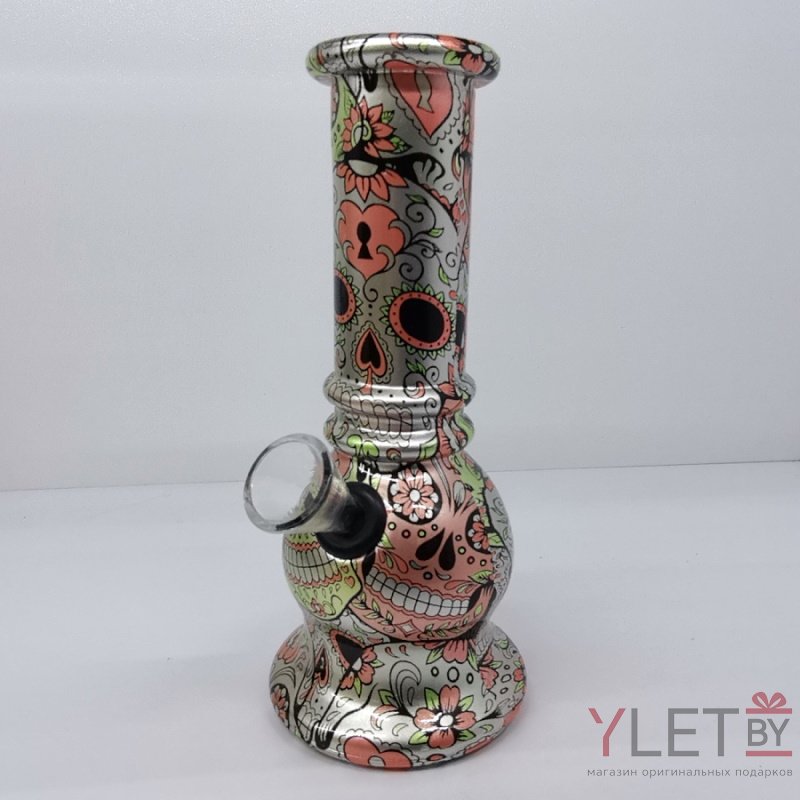 Бонг стеклянный 15 см Расписной