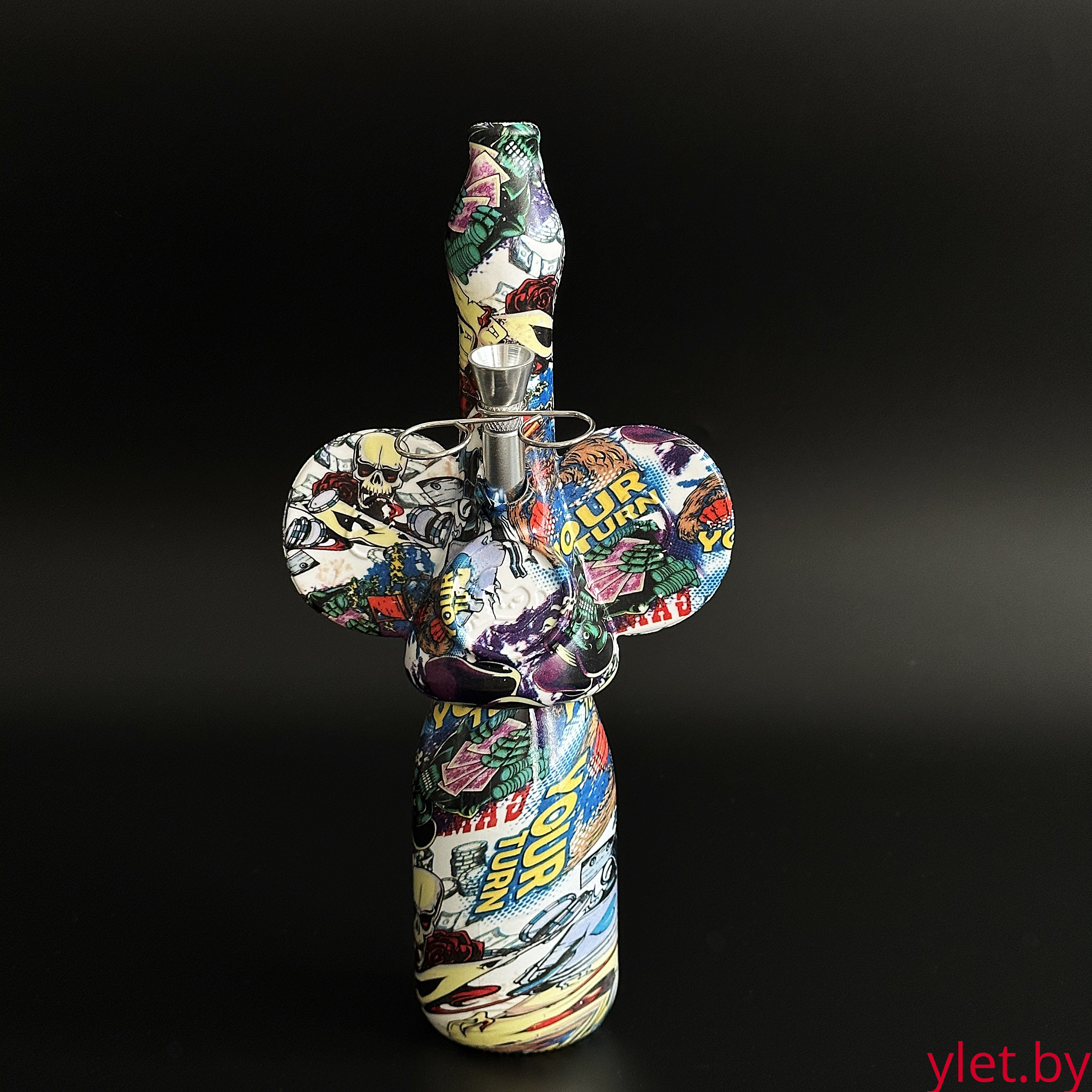 Бонг 25 см Monkey граффити WP012, стекло+силикон