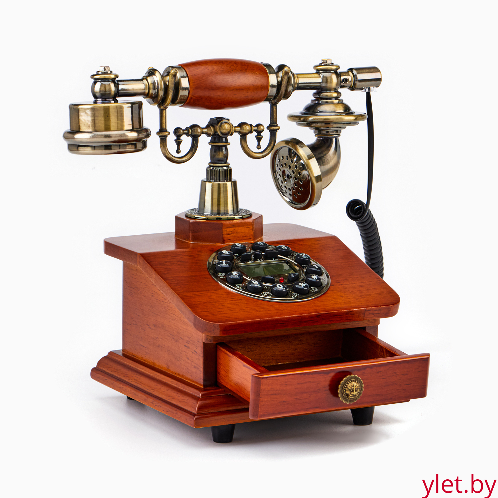 Ретро-телефон «Строгий», шкатулка, 17×17×26 см, дерево