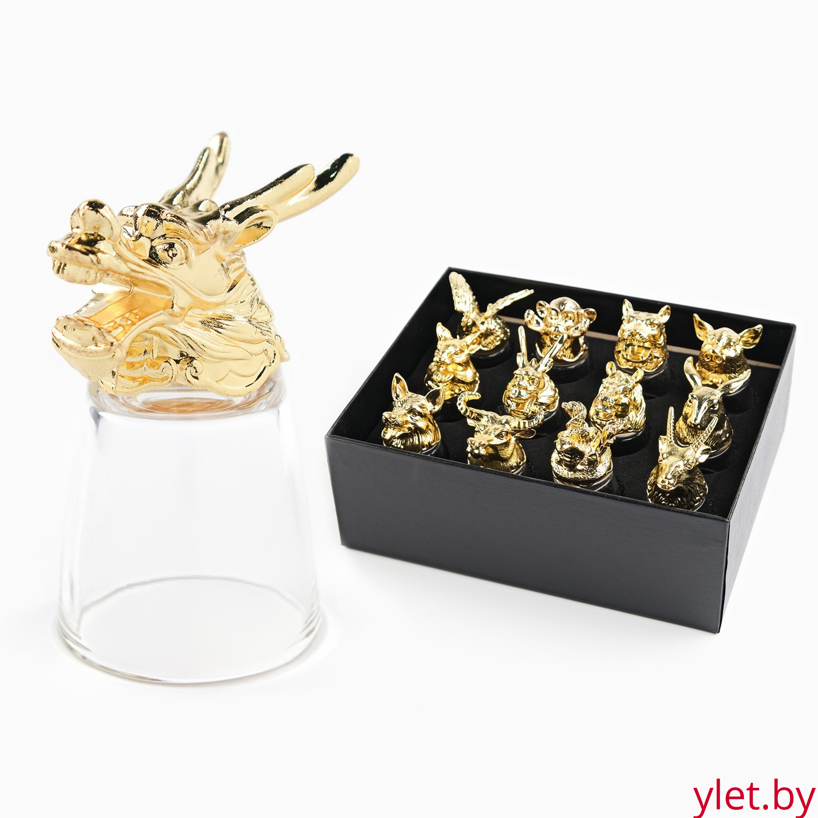 Подарочный набор рюмок-перевертышей «Элит», 12 шт., рюмка 30 мл, цвет золотой