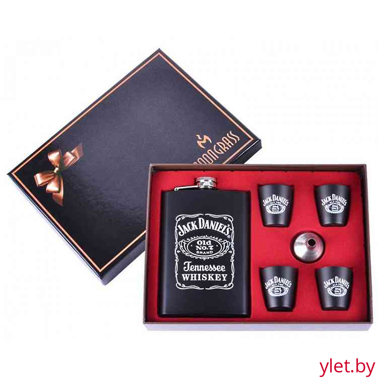 Набор с фляжкой и стопками Jack Daniels черный Набор с фляжкой и стопками Jack Daniels черный