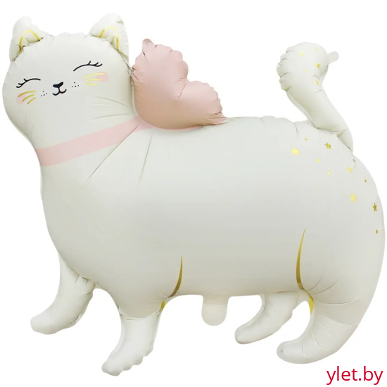Шар (27''/69 см) Фигура, Кошечка с бантом, Сатин