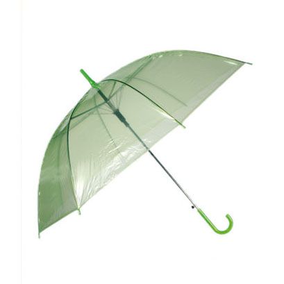 Зонт прозрачный с зелёной ручкой