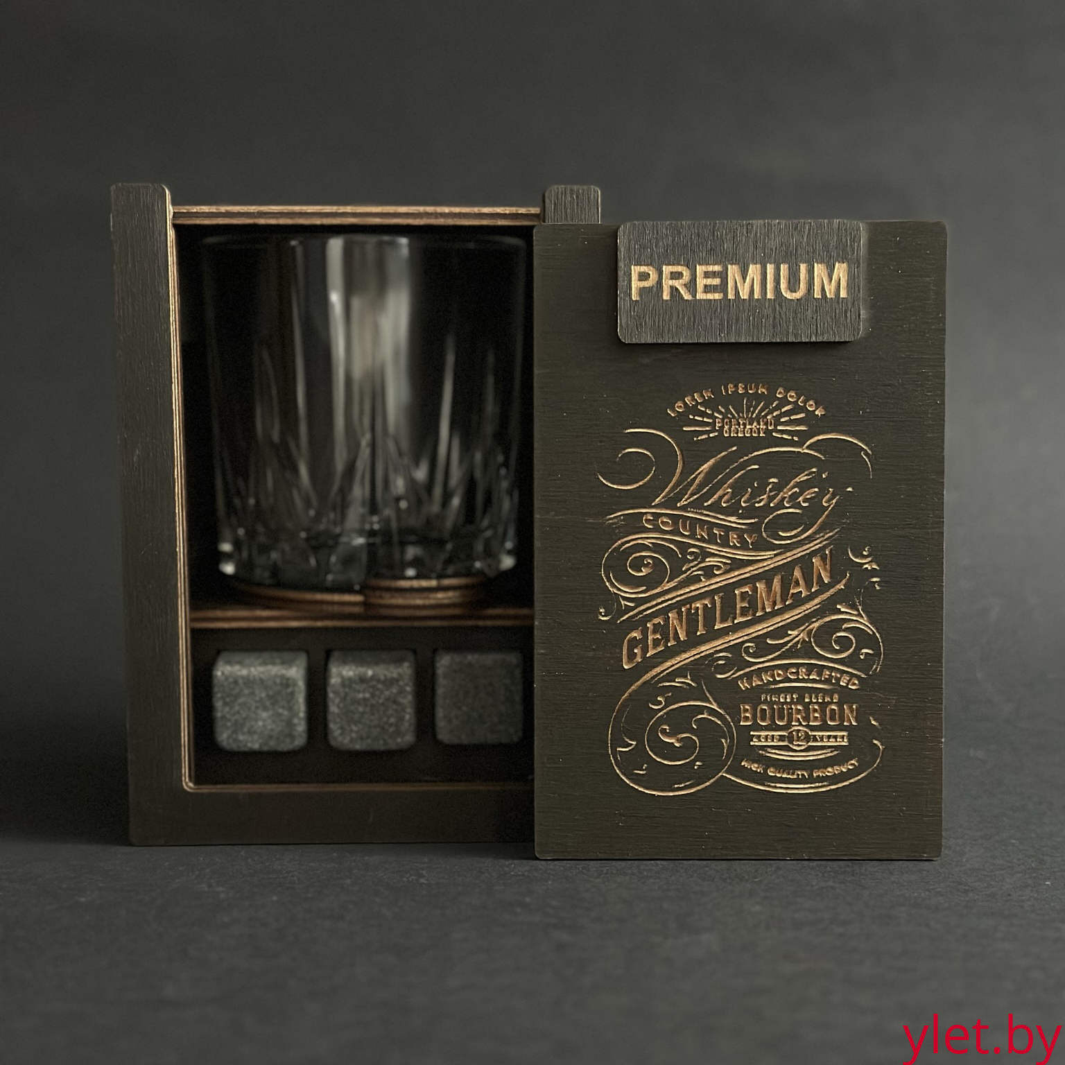 Набор для виски Premium «Gentelman » (cтакан + 3 камня) Набор для виски Premium «Gentelman » (cтакан + 3 камня)