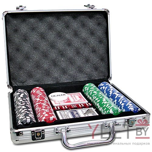 Набор покерный 200 фишек с номиналом в кейсе