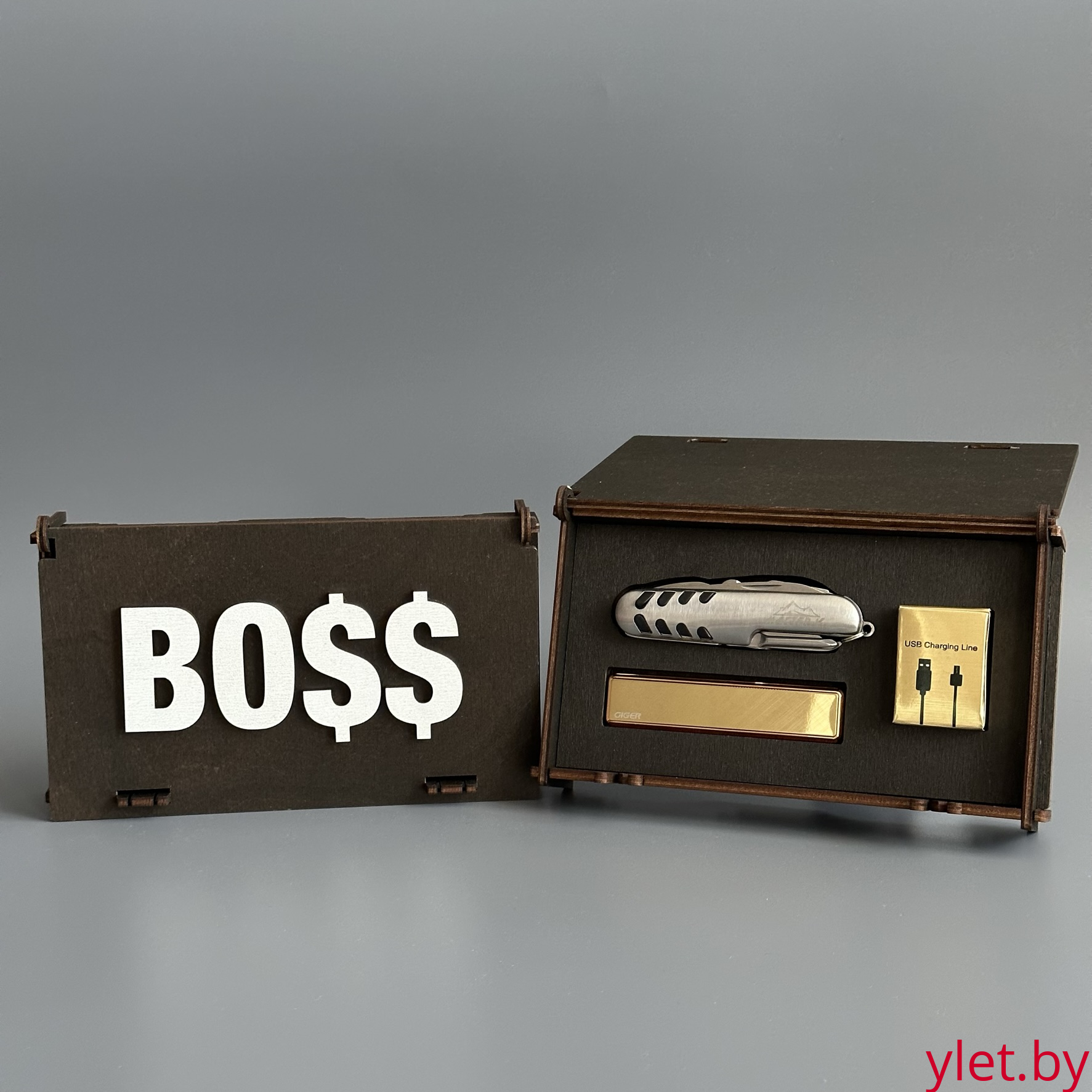 Подарочный набор " BO$$ " (мультитул, USB зажигалка Ciger, зарядный кабель)