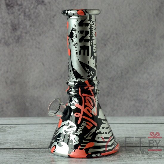 Бонг стеклянный 15 см расписной Трапеция