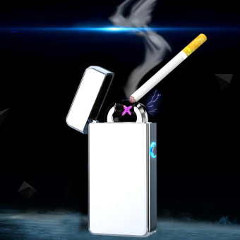 Импульсная зажигалка двойная Lighter серая