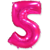 Шар (40''/102 см) Цифра, 5, Фуше