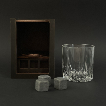 Набор для виски Premium «Папа самый лучший в мире» (cтакан + 3 камня)