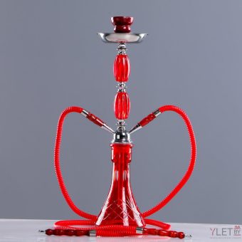 Кальян "Камра" 53 см, 2 трубки, колба-треугольник, красный