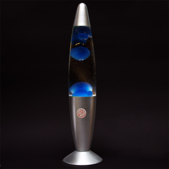 Лава лампа с воском в сером корпусе 42 см Синяя