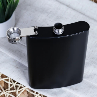 Фляжка "Black", нержавеющая сталь, черная, 270 мл