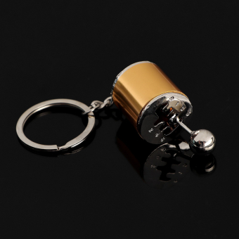 Брелок для автомобильных ключей Коробка передач, золотистый, металл