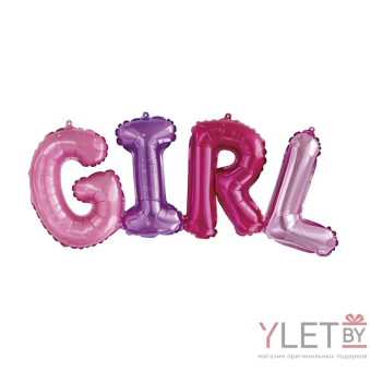 Шар (43''/109 см) Фигура, Надпись Girl, Разноцветный ПОД ВОЗДУХ