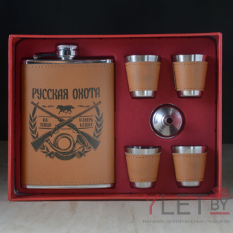 Набор фляжка и стопки Русская охота