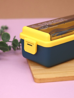 Ланчбокс "Life every day", yellow-blue (ложка+вилка), 700 мл