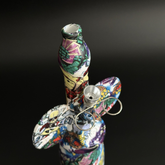 Бонг 25 см Monkey граффити WP012, стекло+силикон