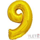Шар (34''/86 см) Цифра, 9, Золото