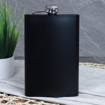 Фляжка "Black", нержавеющая сталь, черная, 240 мл
