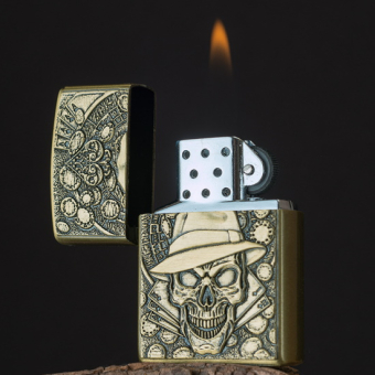 Зажигалка газовая с кремнием Череп в шляпе