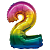 Шар (34''/86 см) Цифра, 2, Радужный, Градиент