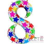Шар (40″/102 см) Цифра, 8 Звезды, дизайнерская