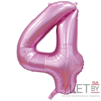 Шар (40''/102 см) Цифра, 4, Slim, Розовый