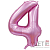 Шар (40''/102 см) Цифра, 4, Slim, Розовый