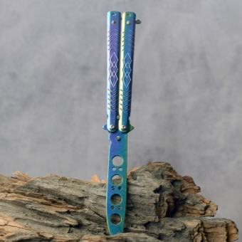 Нож бабочка тренировочный хамелеон Узор ромбы