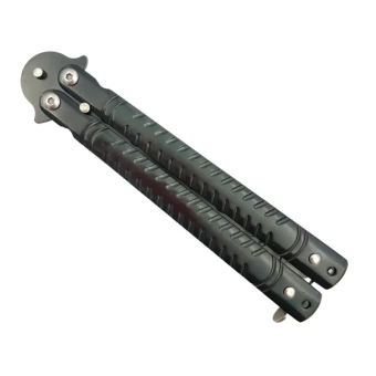 Нож бабочка тренировочный черный Засечки