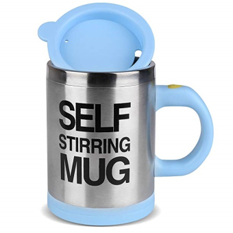 Кружка Самомешалка металл с голубым