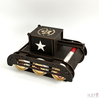 Мини-бар для пива Танк с защитой и крышкой, темный "Настоящему мужчине 23 февраля"