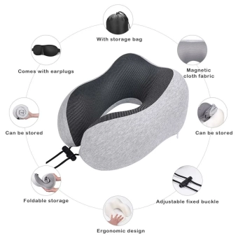 Подушка под голову с эффектом памяти, с чехлом, маской и берушами