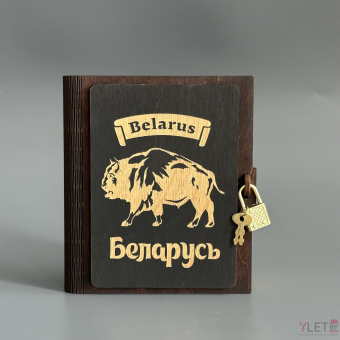 Копилка деревянная книга "Зубр" темная