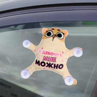 Игрушка для авто «Я девочка, мне можно», кот, на присосках