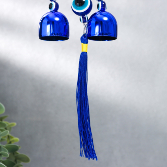 Китайские колокольчики Музыка ветра металл "Павлин" от сглаза с кисточкой 2 колокольчика 22х6,5 см, музыкальная подвеска