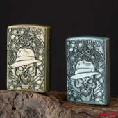 Зажигалка газовая с кремнием Череп в шляпе