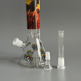 Бонг стеклянный трапеция Боб Марли 30 см