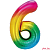 Шар (40''/102 см) Цифра, 6, Радужный, Градиент
