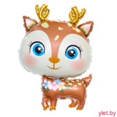 Шар (29''/74 см) Фигура, Олень милый, коричневый