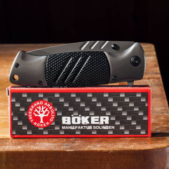 Нож складной механический Boker серый матовый
