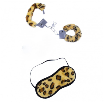 Набор наручники + плетка + маска леопард