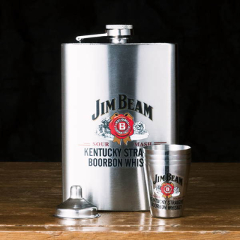 Набор  фляжка со стопками Jim Beam сталь
