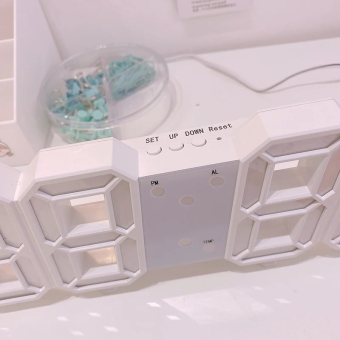 Часы будильник электронные Цифры, белые, с термометром