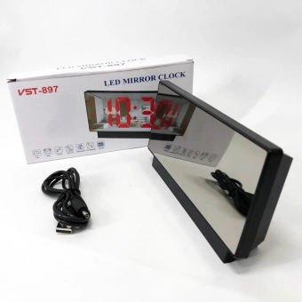 Часы-будильник зеркальные VST-897Y (белые цифры)
