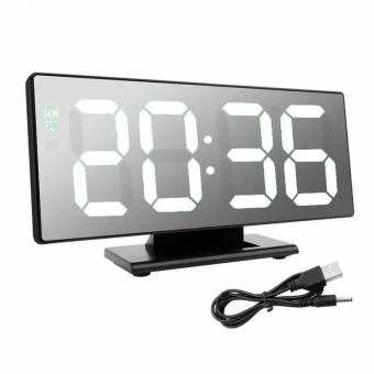 Часы зеркальные в розетку DS 3618L Led mirror (белые цифры)