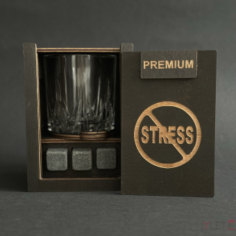 Набор для виски Premium «Антистресс» (cтакан + 3 камня)