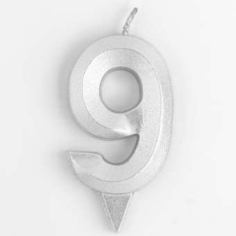 Свеча цифра 9 Грани, Серебро, 6.5 см