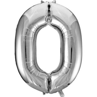 Шар (40''/102 см) Цифра, 0, Серебро